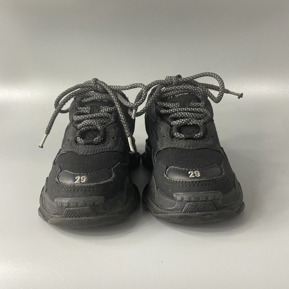 Balenciaga Triple S Kid's Black Polyurethane Wedge Trainer Sneakers, 29 - Picture 3 of 14